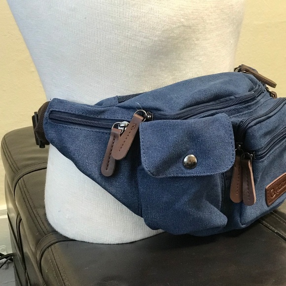 GK Eurosport Blue Canvas Fanny Pack Belt Bag - Picture 2 of 3